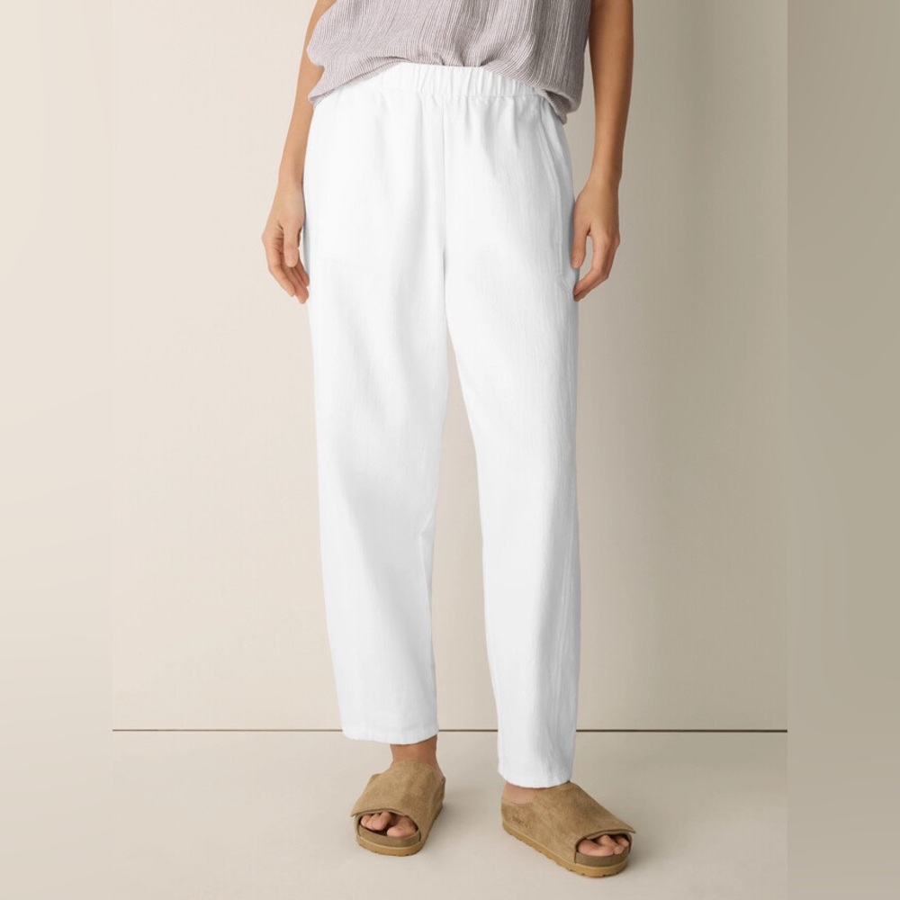 NWT Eileen Fisher Slubby Organic Cotton Linen Lantern Pant in White - Picture 4 of 12